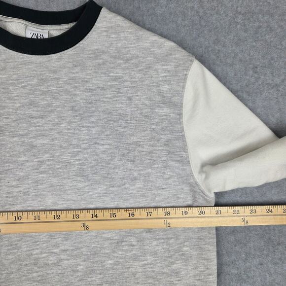 Zara Sweatshirt Mens Size Medium Gray Colorblock Crew Neck - Picture 12 of 13